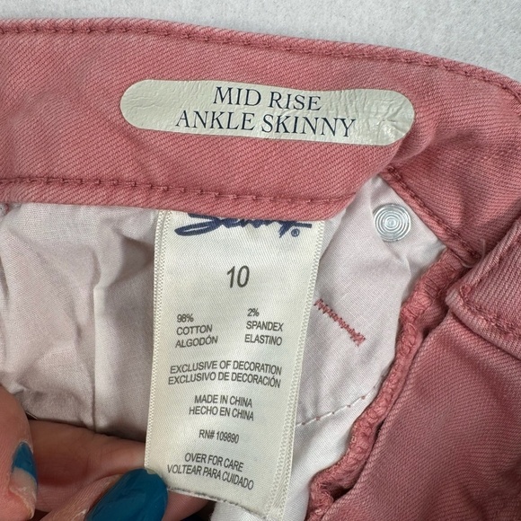 Seven 7 Ankle Skinny Womens Size 10 Mid Rise Pink Raw Hem - Picture 6 of 13